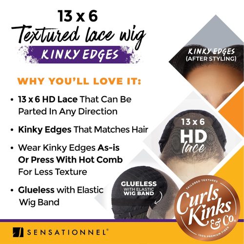 Sensationnel Curs Kinks & Co Glueless Synthetic Kinky Edges 13x6 HD Lace Front Wig - 13x6 KINKY BODY WAVE 14" - Image 2