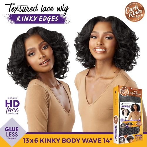 Sensationnel Curs Kinks & Co Glueless Synthetic Kinky Edges 13x6 HD Lace Front Wig - 13x6 KINKY BODY WAVE 14" - Image 4