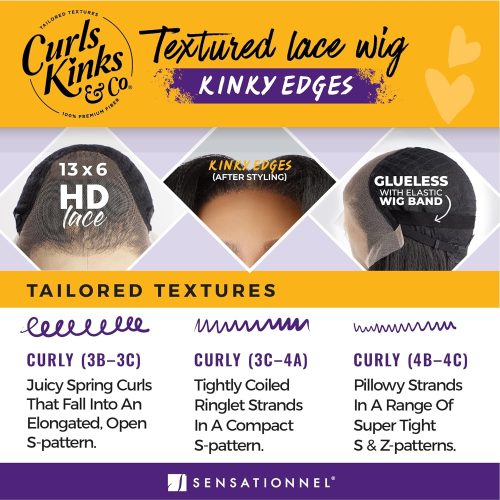 Sensationnel Curs Kinks & Co Glueless Synthetic Kinky Edges 13x6 HD Lace Front Wig - 13x6 KINKY BODY WAVE 14" - Image 3