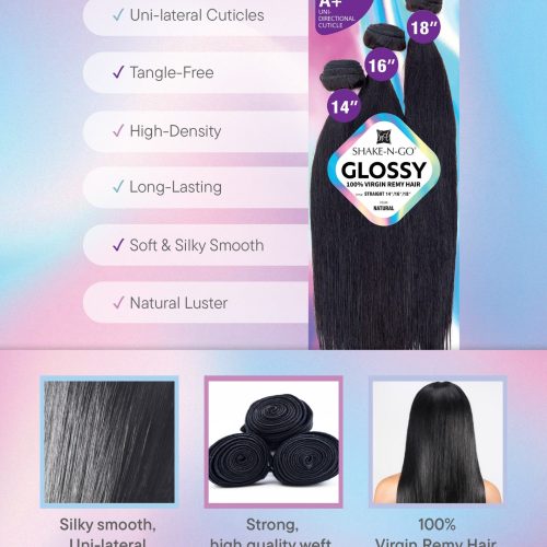 Shake-N-Go Glossy 100% Virgin Remy Hair Bundle Multipack - Straight - Image 3