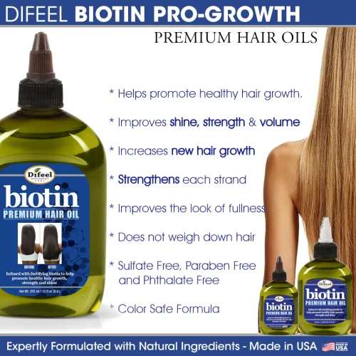 Difeel Biotin Premium Hair Oil 7.1 oz. - Image 2